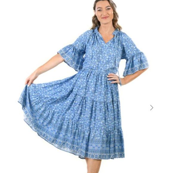 NWT Walker & Wade Ayanna Dress Long Flowy Dockside Blue XS - Picture 2 of 2